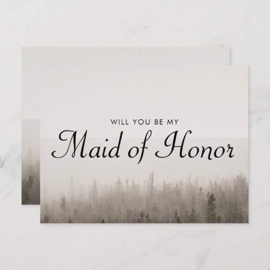 Forest Misty Landschap Maid of Honor Voorstel Uitnodiging Briefkaart (Voorkant / Achterkant)
