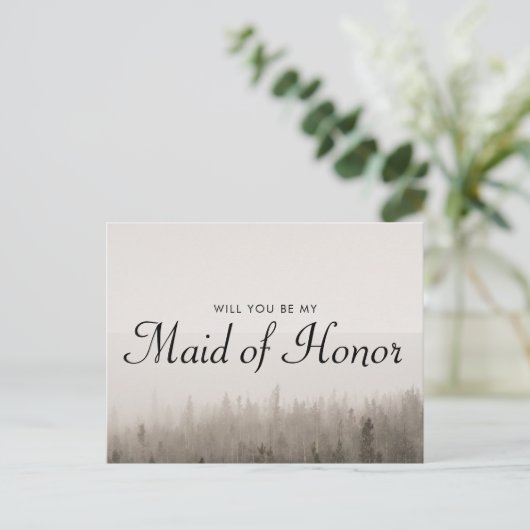 Forest Misty Landschap Maid of Honor Voorstel Uitnodiging Briefkaart (Staand voorkant)