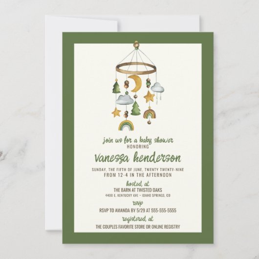 Forest Mobile Baby shower Invitation Kaart (Voorkant)