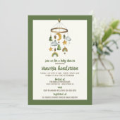 Forest Mobile Baby shower Invitation Kaart (Staand voorkant)