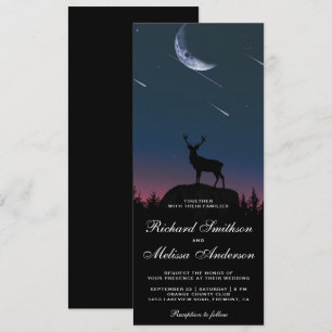 Forest Moon Night Sky Shooting Stars Deer Wedding Kaart