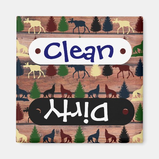 Forest Moose Wolf Wilderness Mountain Cabin Rustic Magneet (Voorkant)