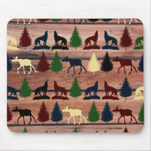 Forest Moose Wolf Wilderness Mountain Cabin Rustic Muismat