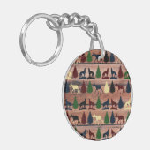 Forest Moose Wolf Wilderness Mountain Cabin Rustic Sleutelhanger (Voorkant Links)