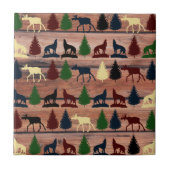 Forest Moose Wolf Wilderness Mountain Cabin Rustic Tegeltje (Voorkant)
