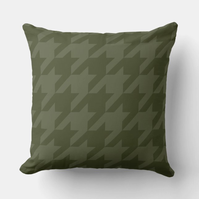 Forest Moss Houndstooth Kussen (Voorkant)