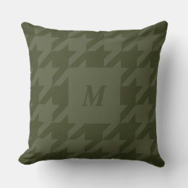 Forest Moss Houndstooth Monogrammed Sierkussen