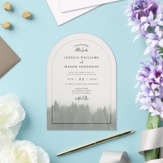 Forest Mountain Acryl bruiloft uitnodiging (Insitu (Huwelijk))