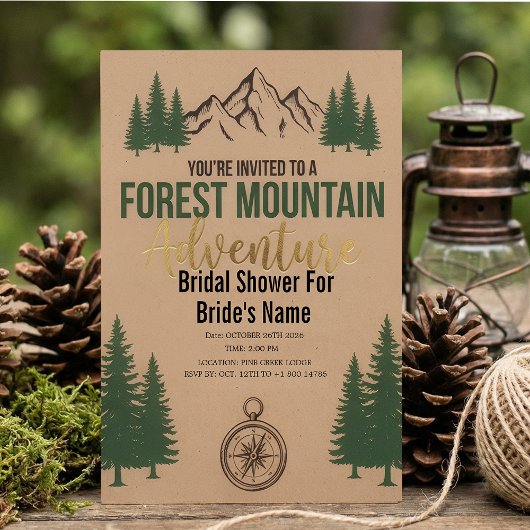 Forest Mountain Adventure Bridal Shower Invitation Kaart