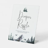 Forest Mountain Baby shower Luier Raffle Reclamebord Met Voetstuk (Voorkant)