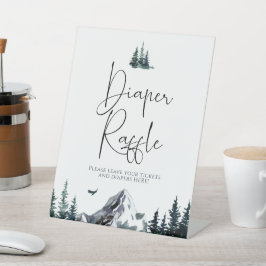 Forest Mountain Baby shower Luier Raffle Reclamebord Met Voetstuk