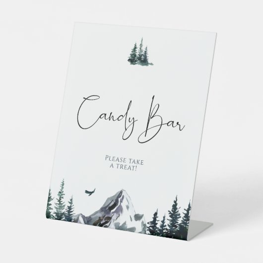 Forest Mountain Baby shower Snoep Bar Reclamebord Met Voetstuk (Voorkant)