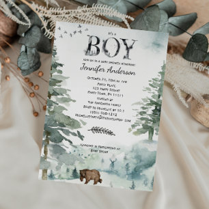 Forest Mountain Boy Country Beer Deer Baby shower Kaart