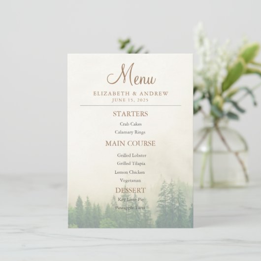 Forest Mountain bruiloft Menu (Staand voorkant)