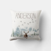 Forest Mountain Country Deer met naam Kussen (Achterkant)