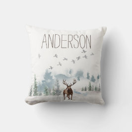Forest Mountain Country Deer met naam Kussen