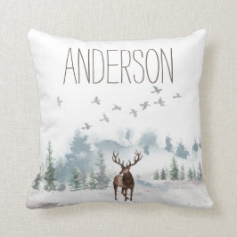 Forest Mountain Country Deer met naam Kussen
