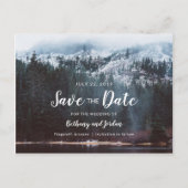 Forest Mountain Lake & Snow Save the Date Briefkaa Aankondigingskaart (Voorkant)