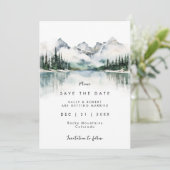 Forest Mountain Lake Winter Red de datum Bedankkaart (Staand voorkant)