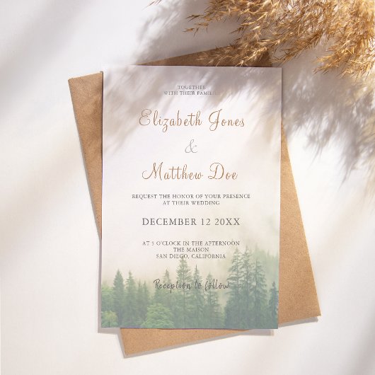 Forest Mountain Pine Bomen Bruiloft Uitnodiging