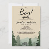 Forest Mountain Pine Country Beer Boy Baby shower Kaart (Voorkant)