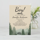 Forest Mountain Pine Country Beer Boy Baby shower Kaart (Staand voorkant)
