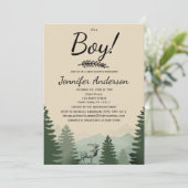 Forest Mountain Pine Country Boy Baby shower Kaart (Staand voorkant)