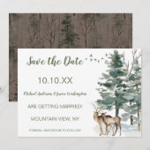 Forest Mountain Pine Deer Save the Date (Voorkant / Achterkant)