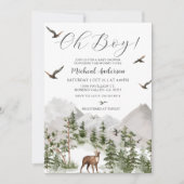 Forest Mountain Pine Tree Deer Boy Baby shower Kaart (Voorkant)