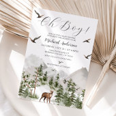 Forest Mountain Pine Tree Deer Boy Baby shower Kaart