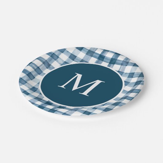 Forest Mountain Rustic Adventure Monogram Papieren Bordje (Gekanteld)