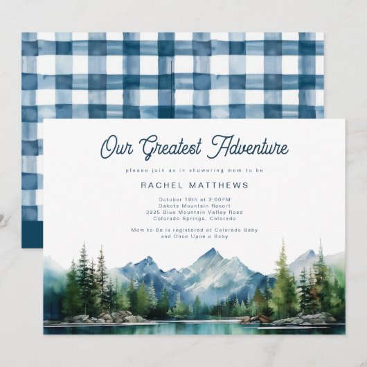 Forest Mountain Rustiek Avontuur Baby shower Kaart (Voorkant / Achterkant)