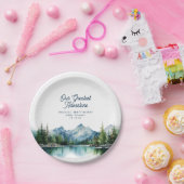 Forest Mountain Rustiek Avontuur Baby shower Papieren Bordje (Feest)