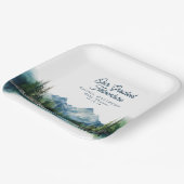 Forest Mountain Rustiek Avontuur Baby shower Papieren Bordje (Gebogen)