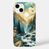Forest Mountain Waterval Boho Natuur Patroon Case-Mate iPhone Case (Achterkant)