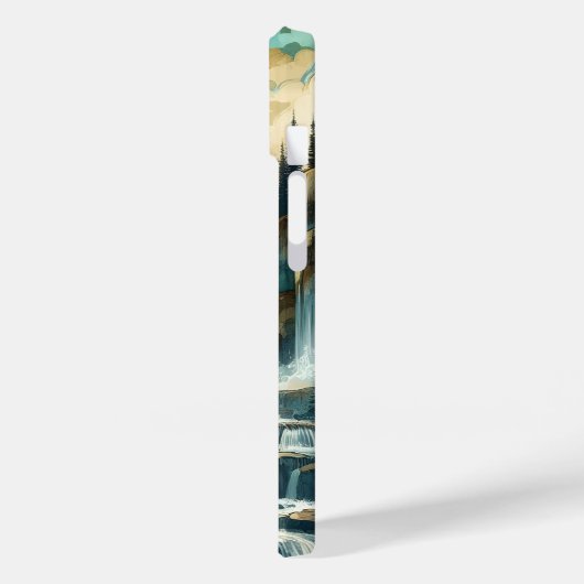 Forest Mountain Waterval Boho Natuur Patroon Case-Mate iPhone Case (Achterkant / Links)