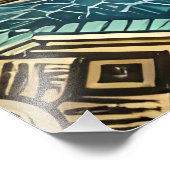 Forest Mountain Waterval Boho Natuur Patroon Foto Afdruk (Hoek)