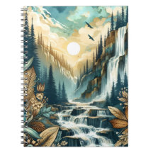 Forest Mountain Waterval Boho Natuur Patroon