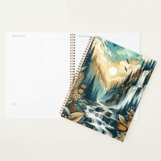 Forest Mountain Waterval Boho Natuur Patroon Planner (Display)