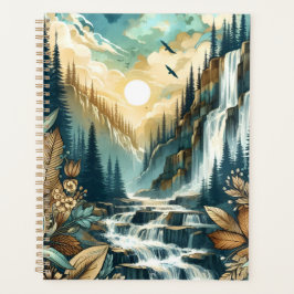 Forest Mountain Waterval Boho Natuur Patroon Planner