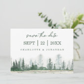 Forest Mountain Waterverf Wedding Save The Date (Staand voorkant)