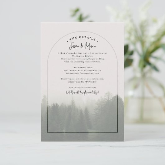 Forest Mountain Wedding Details Kaart (Staand voorkant)
