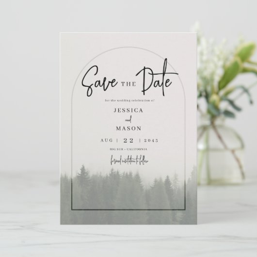 Forest Mountain Wedding Save the Date Kaart (Staand voorkant)