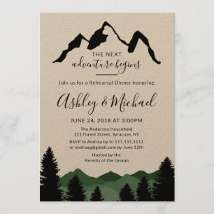 Forest Mountains Rehearsal Dinner Invitation Kaart