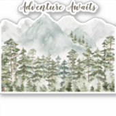 Forest Mountains Waterverf avontuur wacht Sticker (Voorkant)