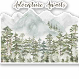 Forest Mountains Waterverf avontuur wacht Sticker