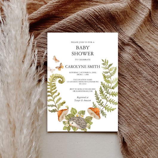 Forest Mushroom Baby shower Invitation Kaart