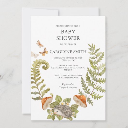 Forest Mushroom Baby shower Invitation Kaart (Voorkant)