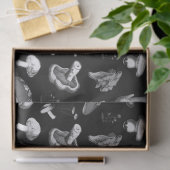 Forest Mushroom Pattern Donkergrijs Tissuepapier (Geschenk)