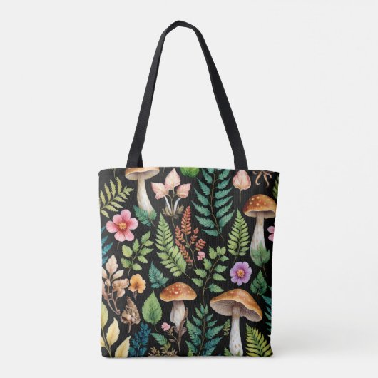 Forest Mushroom Woodland Pattern Art Tote Bag (Achterkant)